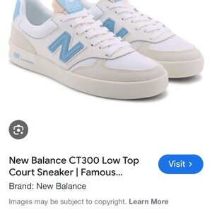 New Balance 300 White and Blue Court Sneakers